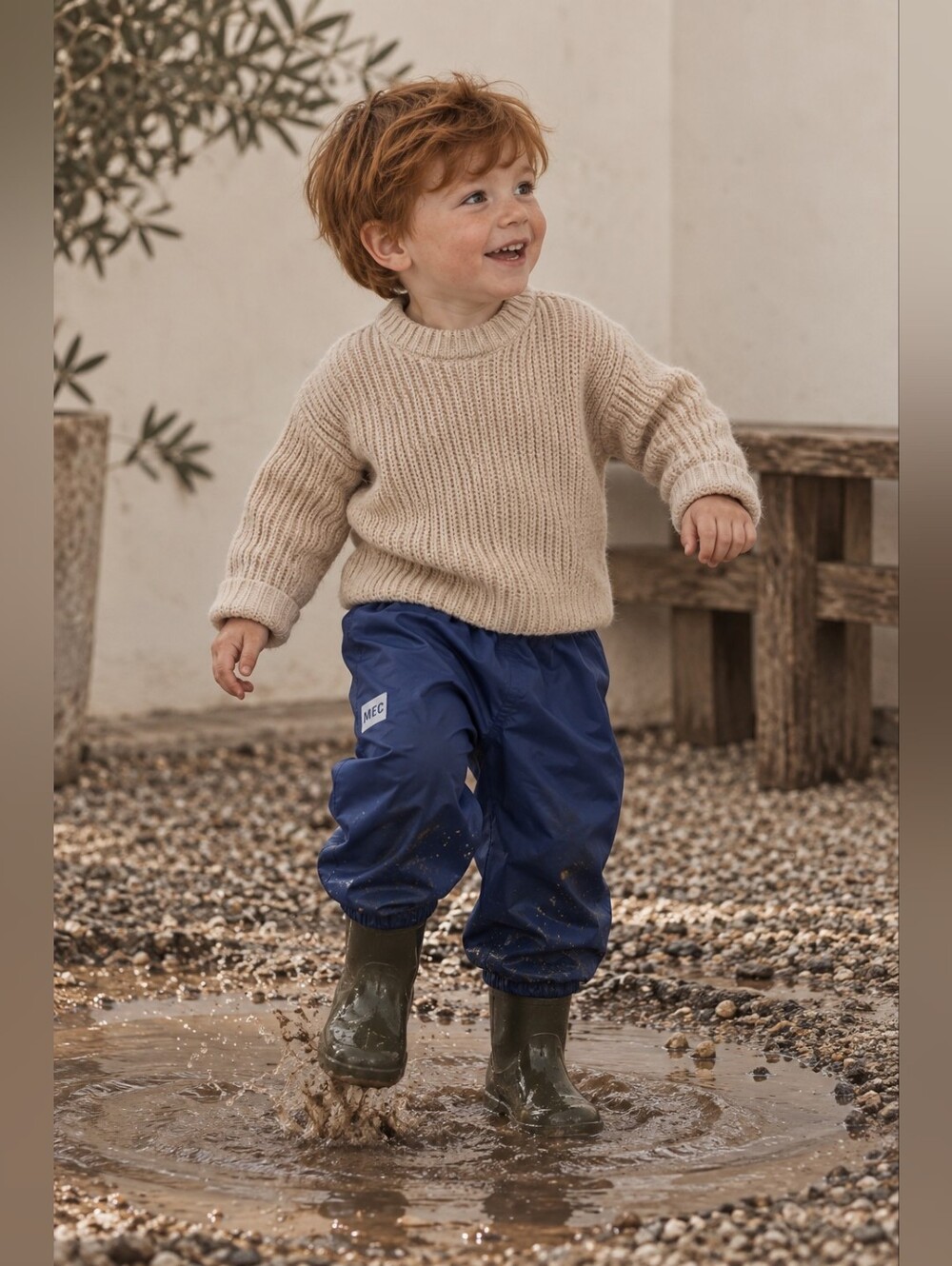 MEC Baby Rain Pants 24M Blue Waterproof Nylon Outdoor Shell Mud Pants